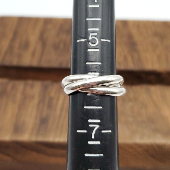 Size 6 925 Sterling Silver Cool Simple Triple Ring - Picture 4 of 6
